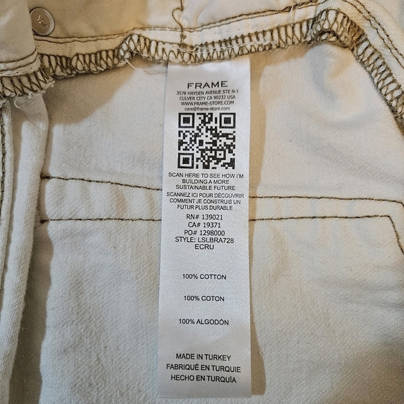 Frame Bermuda Shorts Le Slouch Bermuda White  Denim Size 28 - Picture 7 of 13